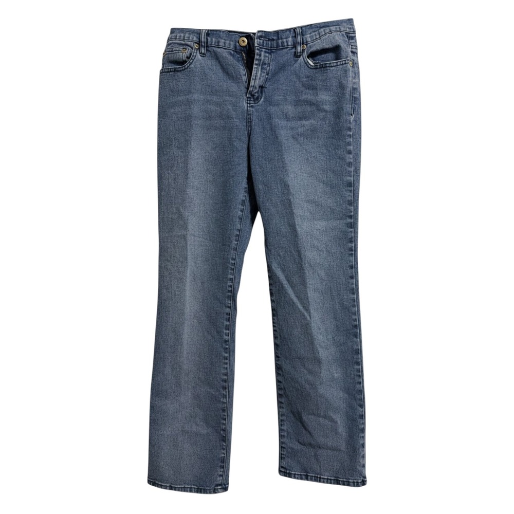 DG2 Diane Gilman Jeans Womens 6P Blue Denim Gold Studded Pocket Straight Leg